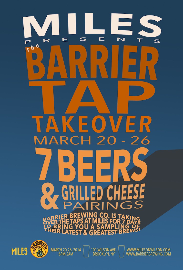 Barrier Brewing Tap Takeover at Miles – One Week Only!
