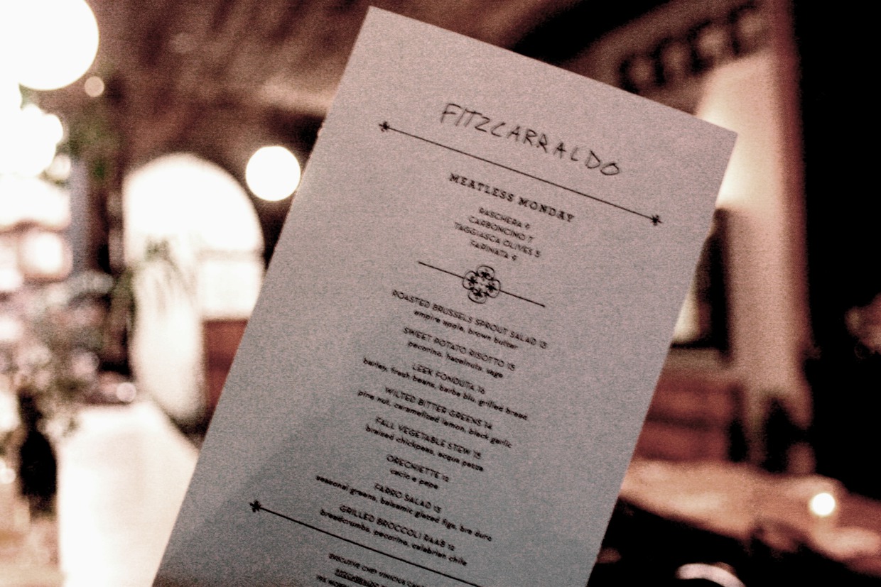 Who Says Vegetarian Meals Can’t Be Decadent? Check Out Meatless Mondays at Fitzcarraldo!