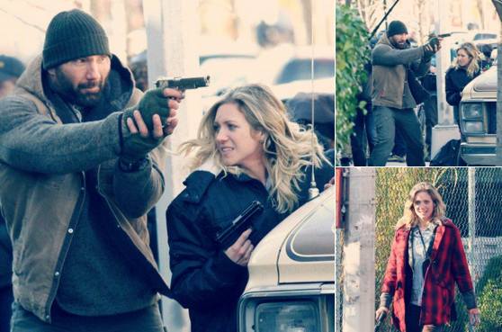 Brittany Snow and Dave Bautista Are Filming Action Scenes in Bushwick
