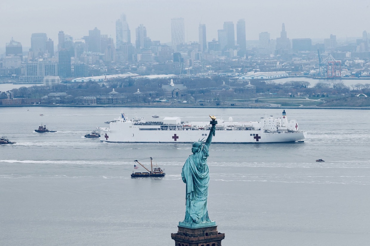 Hospital Ship USNS Comfort Arrives in NYC Harbor