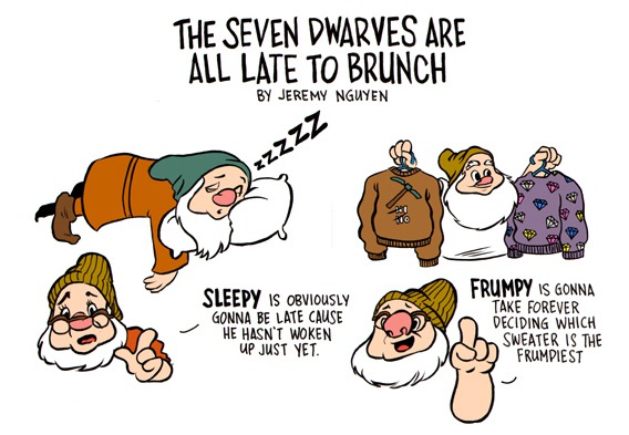 The Seven Dwarves Are Late To Brunch [Comic]